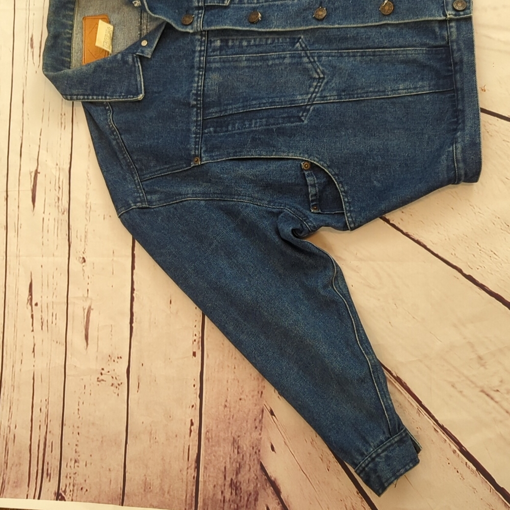 Vintage Nuggetswear oversized cropped blue denim jean jacket, sz Med - Picture 3 of 16